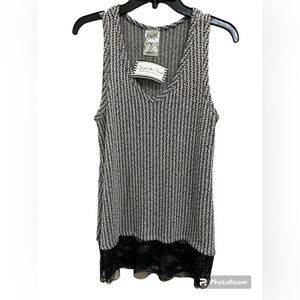 Black and White Sleeveless Bling Top with Lace bottom. Size Small